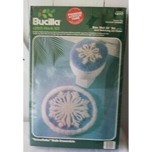 New Bucilla Deluxe Pile LATCH HOOK KIT "SNOWFLAKE" Bath Ensemble # 13117